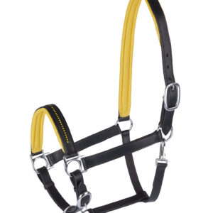 Capezza in cuoio Pony "Diamond" Black/Yellow