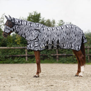 Coperta antimosche con collo e cappuccio removibili Zebra